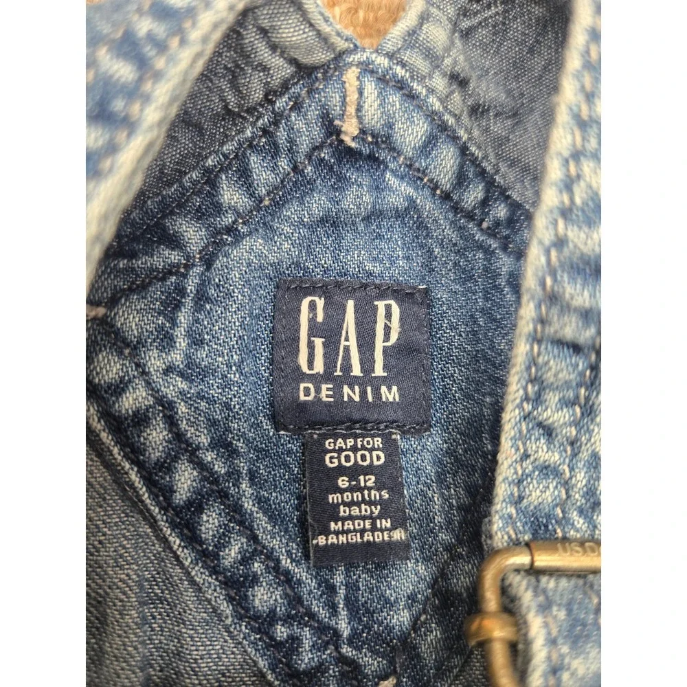 Baby Gap Denim Overalls 6-12 Months Blue Distressed Carpenter Jeans Kids Western